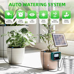 Solar Automatic Drip Irrigation Kit System,Automatic Plant Watering Devices Programmable Water Timer,LED Display for 15 Potted Plants Outdoor Indoor Garden Balcony Vacation