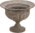 Vintage Urn Planter with Embossed Pattern, Imitation Stone Finish Flower Pot, Distressed Classic Plant Pot for Outdoor Indoor Home Garden Patio Front Porch Entryway（14.8 * 12 in）