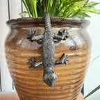 Gecko Hugger Planter Pot Flower Figurine, Resin Climbing Lizard Statue for Garden, Outdoor Fence & Yard Decor，Versatile Vintage Home & Office Decor