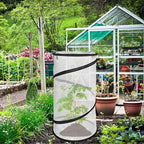4 Pack Pop Up Plant Covers from Animals, 12"x 24"Round Foldable Insect Barrier Net Garden Plant Protectors with Stakes & Zipper, Bird Protection for Outdoor Vegetables Flowers Fruits Plants