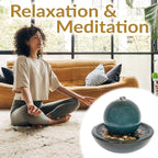 Sunnydaze Tabletop Ceramic Tabletop Fountain with Orb - Relaxing Indoor Fountain for Meditation - for Office, Bedroom, or Living Room - Teal - Set of 4