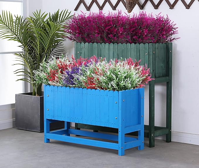 Outdoor Artificial Plant UV Resistant Fake Stems Plants, Faux Plastic Greenery for Indoor Outside Hanging Plants Garden Porch Window Box Home Wedding Farmhouse Outdoor Decorations for Patio(Fuchsia)