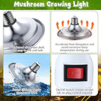 Meonum 2 Pack Hanging Mushroom Grow Light, E27 LED Grow Lamp for Indoor Plants, Decorative 6000K Blue & 5000K White Spectrum, 4.9FT Cord with Switch, Unique Mushroom Plant Light