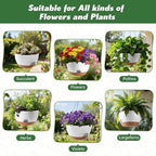 4-Piece Set of 8-Inch Hanging Planters with Automatic Watering System and Drip Tray, Includes Metal Chain, Suitable for Various Indoor and Outdoor Plants and Flowers, White Brown