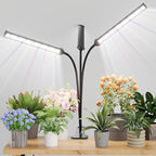 GooingTop Grow Light LED Gooseneck Lamp,Triple-Head Full Spectrum 222 LED Plant Lamp with Red Blue Light Clip-on Desk for Indoor Plants Growing, Auto Timer & Super Bright