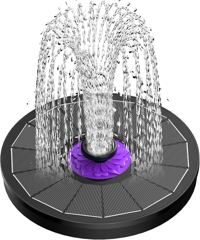 SZMP Solar Fountain 3.5W Bird Bath Fountains with Flower Upgraded Glass Panel, Solar Powered Water Fountain with 7 Nozzles & 4 Fixer, Solar Fountain Pump for Bird Bath, Garden, Pond, Outdoor -Black