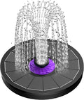 SZMP Solar Fountain 3.5W Bird Bath Fountains with Flower Upgraded Glass Panel, Solar Powered Water Fountain with 7 Nozzles & 4 Fixer, Solar Fountain Pump for Bird Bath, Garden, Pond, Outdoor -Black