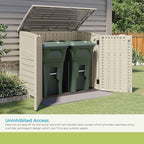 Suncast 3 Pack 34 Cu Ft Capacity Horizontal Outdoor Storage Shed for Garbage Cans, Garden Accessories, Backyard, and Patio Use, Vanilla