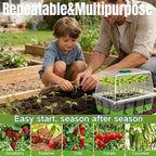 5-Pack Flexible Germination Trays,Reusable 60Cell Seed Starter Trays With Humidity Dome & Lids , Flexible Pop-Out Design, BPA-Free Silicone Seedling Kit & Dishwasher Safe for Herbs/Vegetables/Flowers
