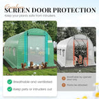 KING BIRD Premium 15x6.6x6.6FT Greenhouse for Outdoors, Large Walk-in Upgraded Galvanized Metal Frame, Mesh Door Screen Window Improved Zipper Tunnel Hoop for Garden Plant Winter, Green