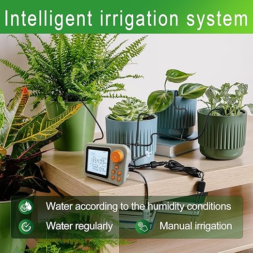 Drip Irrigation kit Indoor Plant Irrigation System Automatic Plant Waterer Plant Humidity Sensor Timer Water drip System kit to Growing Tent IKEA self Watering Automatic Mister kit Greenhouse(2 Sets)