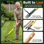 Weed Puller Tool Stand Up with Slide-Release Ejection, Reinforced Steel Weeder with 3-Section Long Handle, No-Touch Cleaning for Lawn & Garden, Heavy Duty No Bend Weeding Tool for Dandelions, Thistles