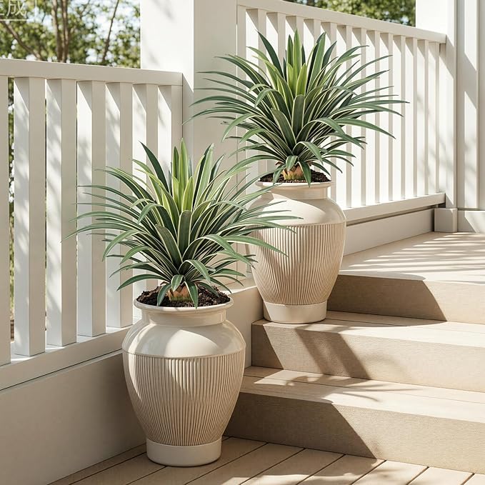 Artificial Agave Plant 27.55Inch UV Resistant Faux Agave Plant Outdoor Large Fake Plants Indoor Realistic Artificial Plants Without Pot for Outdoor Patio Garden Indoor Home Decor (2 Packs)