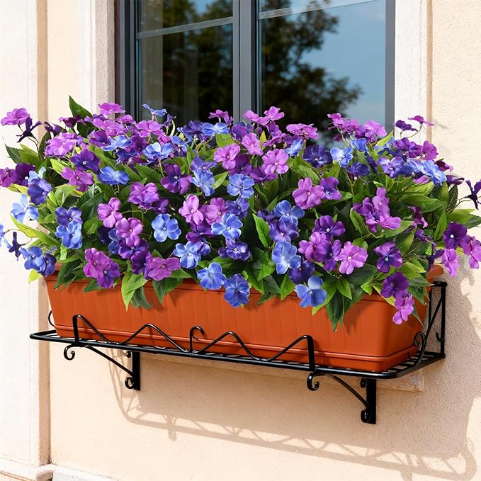 Hommyea Artificial Fake Flowers for Outdoor, 6 Bundles UV Resistant Faux Plants Decoration Silk Flowers No Fade Plastic Flowers for Outside Planters Home Porch Patio Yard Garden Decor