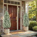 PATIO CHOICE 3ft Artificial Topiary Trees with Ground Spike Set of 2 Outdoor Faux Plants Realistic Faux Bushes and Shrubs Decorations for Outdoor Front Porch Garden