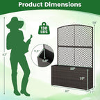 Giantex Raised Garden Bed with Trellis, 58'' Tall PE Rattan Planter Box w/Liner & Drainage, Metal Frame Privacy Screen for Vertical Climbing Plants, Vegetables & Flowers, Patio Balcony Gardening