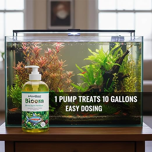 Bloom All-in-One Liquid Fertilizer for Aquarium Plants, Shrimp Safe Copper-Free Formula with High Iron & Potassium, No CO2 Needed, Freshwater Planted Tank Nutrient Solution, 16oz