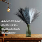 SeptCat 80 Pcs Pampas Grass Decor 21.7" Fluffy Black White Grey Faux Short Pampas Grass Artificial Small Pompas Grass Flower Vase Filler for Home Wedding Decoration