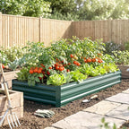 Outsunny Galvanized Raised Garden Bed, 8' x 3' x 1' Metal Planter Box, for Growing Vegetables, Flowers, Herbs, Succulents, Green