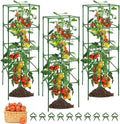 MYMULIKE 6 Pack Tomato Cage, Square Tomato Cages for Garden, Plant Trellis for Pots, Raised Garden Bed, Plant Support Stakes- 20 Clips Included