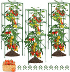 MYMULIKE 6 Pack Tomato Cage, Square Tomato Cages for Garden, Plant Trellis for Pots, Raised Garden Bed, Plant Support Stakes- 20 Clips Included