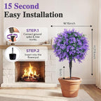 PATIO CHOICE Topiary Trees Artificial Outdoor Boxwood Ball Trees with Lavender Set of 2 22" Artificial Faux Plants Realistic Bushes Fake Shrubs Decorations for Outdoor Indoor Front Porch Garden