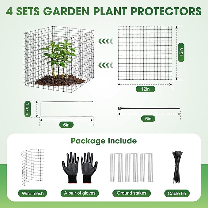 30PCS Plant Protection from Animals,12x12 Inch Metal Wire Plant Protectors,Plant Cages to Keep Animals Out, Sturdy Bunny Barricades Chicken Wire Cloche Plant Protectors for Shrubs Flowers Vegetables