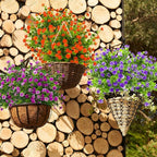 10 Bundles Artificial Fake Flowers, Faux Outdoor Plastic Plants UV Resistant Shrubs Outside Indoor Decorations (Orange-Eucalyptus)