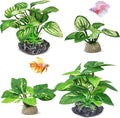 GOZILLA Silk Fish Tank Plants,Reptile Artificial Plant,Reptile Plants for Terrarium,Aquarium Decorations Accessories Set,Resin Pedestal Silk Aquarium Plant for Fish Tank.(4PCS/A-Set)
