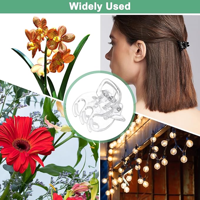M METERXITY 100-Pack Orchid Clips, Plastic Garden Plant Clips, 6 Claws Orchid Clips, Garden Plant Support Clip for Supporting Stems/Vines/Stalk Grow Upright [Transparent]