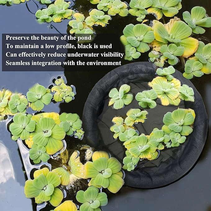 Floating Island Planter for Ponds,Fish Barrier Floating Island Plant Protector,Black Round Floating Plant Ring,Water Features Pond Decorations