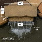 HALF OFF PONDS Filtering Waterfall Spillway Kit | 16-inch lip, Rock lid, 2200 GPH Aqua Pulse pump, 12.5 ft tubing, Backyard water gardens