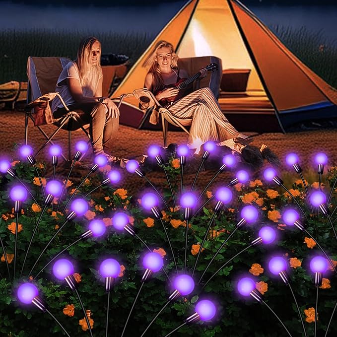NBQQ Solar Garden Lights Outdoor, Waterproof Solar Powered Lights for Yard Pathway Patio, Swaying Lawn Decor as Gardening Gifts for Women Holiday (Purple, 2 Pack)