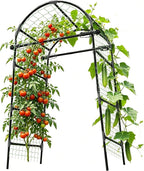 Garden Arch Trellis for Climbing Plants Outdoor - (Black, 81x36x32in) Cucumber Trellis for Raised Bed with Net, Garden Trellis for Climbing Plants, Cucumber, Vegetable, Tomato, Flowers 20mm Thick