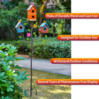 Multi-Bird Houses for Outside with Pole, Durable Colorful Birdhouse on Stake, Easy Clear, Metal Bird Houses for Outside