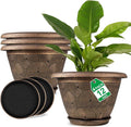 Fodetyff 12 Inch Large Planter Pot for Plants Indoor Outdoor, 4 Pack Plastic Flower Pots with Drainage Hole & Tray, Modern Decorative Garden Pot with Saucer, Plant Container for House