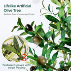 Olive Tree, 6FT Tall Faux Olive Tree with Moss and Planter, Olive Trees Artificial Indoor with Realistic Wood Trunk and Lifelike Fruits, Fake Olive Tree for Home Office Living Room Decor