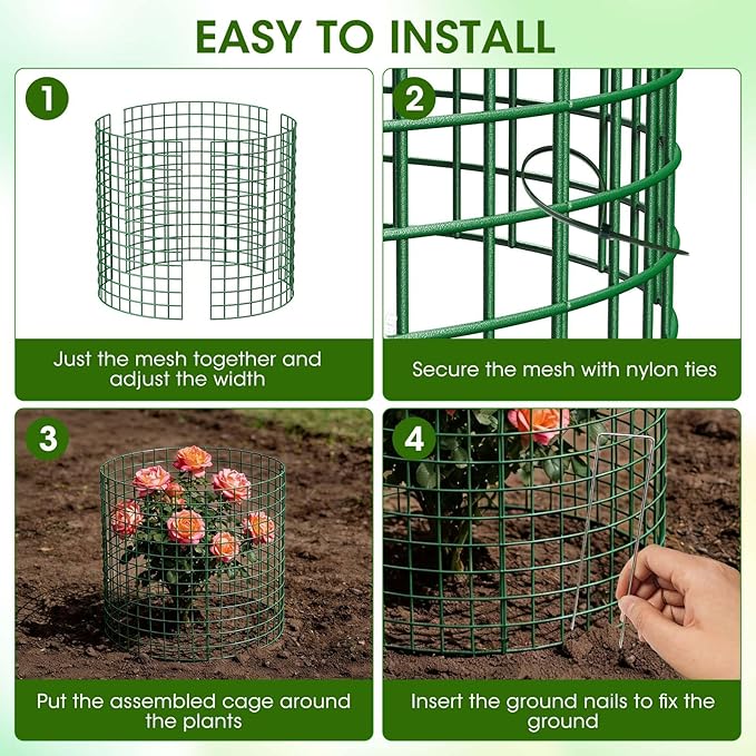 10 Pack Plant Protectors from Animals |30PCS13 x13 Metal Wire Mesh Garden Plant Cages for Gardening Supplies | Chicken Wire Cloche Plant Protectors for Rabbits Chickens Ducks