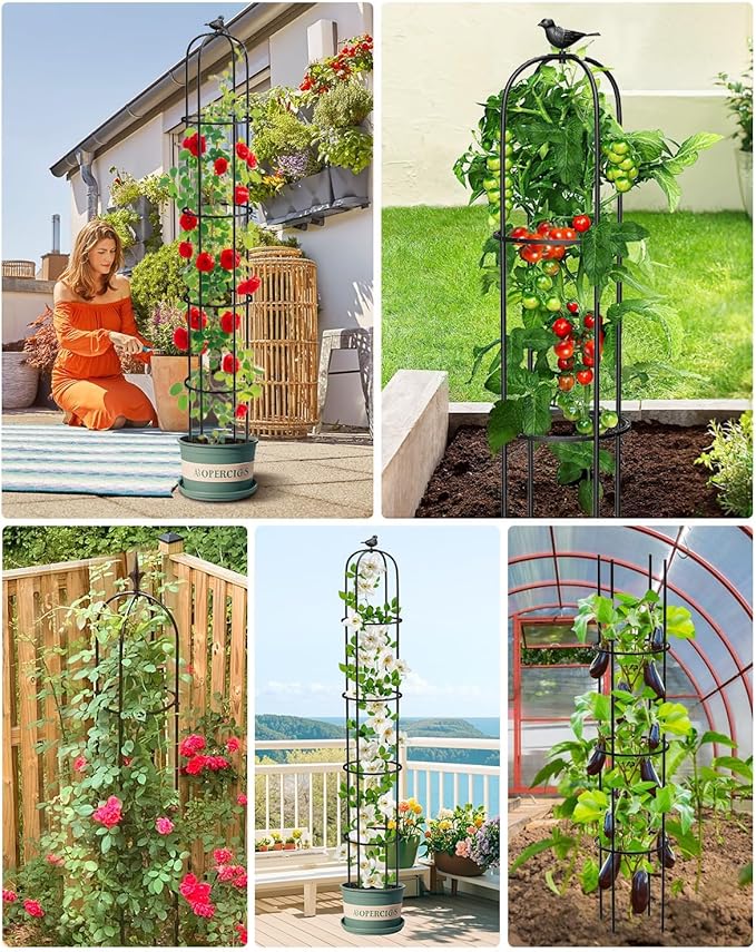 Garden Trellis for Climbing Plants Outdoor, 6.2ft Tall Garden Obelisk Trellis Climbing Plant Support Potted Vine Flower Rose Clematis Vegetable Pea Bean Cucumber Trellis Raised Bed, 2 Pack