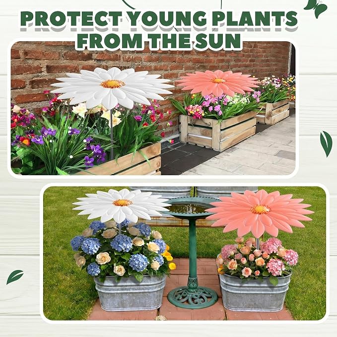 Threehoney 2 Pack Metal Plant Umbrellas for Outdoor Small Plants Shade Cover 12 in Metal Garden Shade Disk Outdoor Garden Umbrella for Potted Live Decor