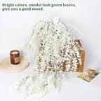 RECUTMS Fake Plant Hanging Eucalyptus Vines Plants Faux Eucalyptus Leaf Hanging Plant for Room Wedding Proch Yard Outdoor Home Wall Kitchen Bathroom Indoor Decoration in 3 Pcs(Pure White)