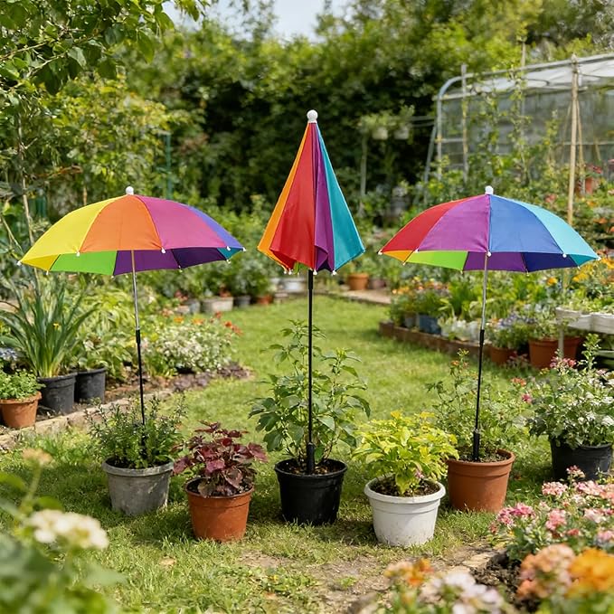Upgraded Plant Umbrellas for Outdoor Plants, 26" Larger Garden Plant Umbrella Shade with Adjustable Hight, 43.4" Higher Sun Shade for Plants, Potted Plant, Garden Beds