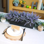 Winlyn 14" Artificial Lavender Arrangement Faux Lavender Flowers in Rustic Black Wooden Planter Box Realistic Lavender Potted Plant for Gift Farmhouse Home Wedding Table Centerpiece Mantel Shelf Décor