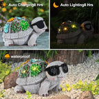 Unique Solar Garden Turtle Statue with I Love You LED Sunglasses and Succulent LED Lights, Lawn Decor Tortoise Figurine for Patio, Balcony Yard Ornament for Mom, Women & Grandma