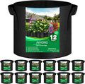 JNYONG NYONG 12-Pack 25 Gallon Thickened Non-Woven Grow Bags, Aeration Fabric Pots with Handles（Black）