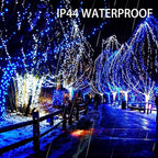 Dazzle Bright 300 LED Christmas String Lights, 100 FT Connectable Waterproof String Lights Green Wire with 8 Modes, Xmas Vintage Decorations for Indoor Outdoor Party Yard Garden Decor (Blue)