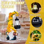 Mothers Day Gifts - Garden Gnome Statue with Solar Lights Large Garden Sculptures Funny Bee Gnome Outdoor Patio Lawn Yard Garden Decor Birthday Gifts for Women Mom 12 in Summer Gnomes Outdoor