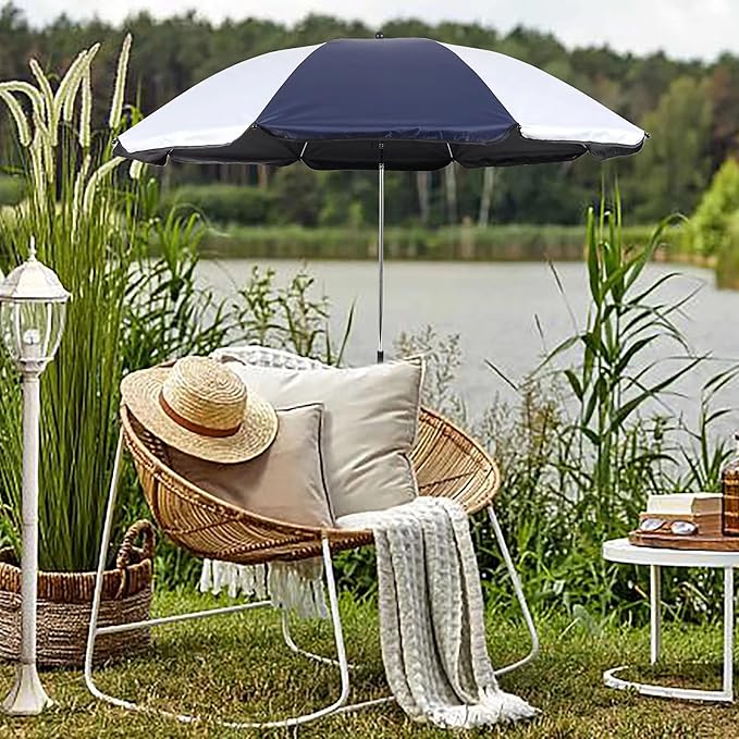 Chair Umbrella with Clamp,46 inches UPF 50+ Clip on Parasol for Patio,Beach Chairs,Strollers,Wheelchairs,Golf Carts