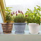 Fodetyff 8 Inch Flower Pots Planters for Indoor Outdoor Plants, 4 Pack Plastic Small Plant Pots with Drainage Hole & Tray, Modern Decorative Garden Pot with Saucer, Plant Container for House
