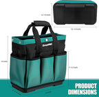 GrenPRO Garden Tool Bag Molded Bottom, Heavy Duty Tool Tote Toolbox with 10 Pockets, Reinforced & Top Snap Closure for Gardening Tools Storage, Dark Green(Tools Not Included)